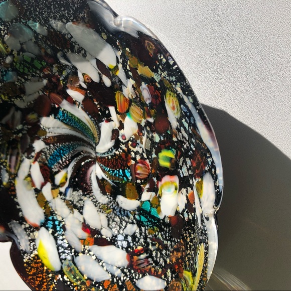 VINTAGE Murano Black Art Glass Tutti Frutti Bowl - Picture 5 of 13